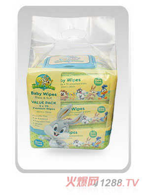 科靈兔八哥70片帶蓋三聯(lián)包濕巾