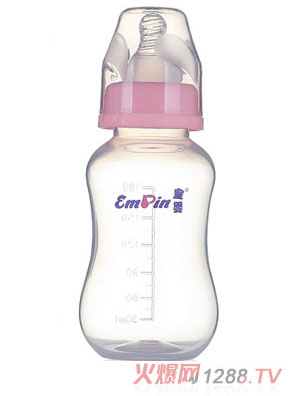 皇嬰標(biāo)口PP圓弧小奶瓶180ml粉色