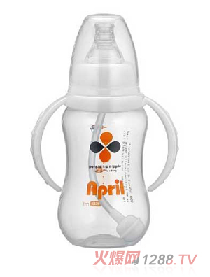 愛普麗標口弧形pp奶瓶180ml（白）