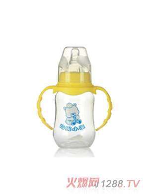 哈尼小熊標(biāo)口弧形雙耳PP奶瓶150ml