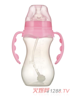 嬰之美寬口雙耳自動(dòng)葫蘆PP奶瓶270ML粉色