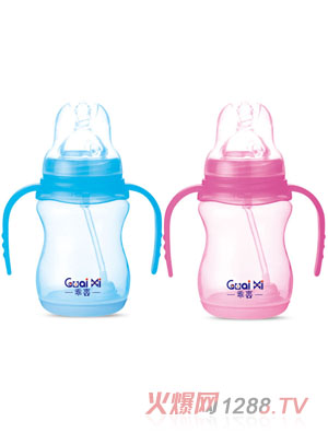 乖喜寬口PP帶底座弧形感溫自動奶瓶240ML G0066