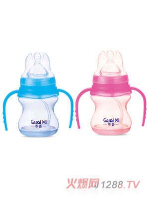 乖喜寬口PP帶底座弧形感溫自動奶瓶150ML G0065