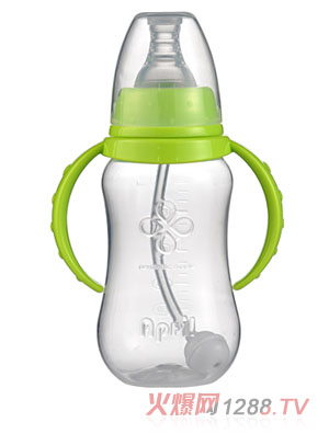 愛普麗標(biāo)口弧形PP奶瓶120ml綠色