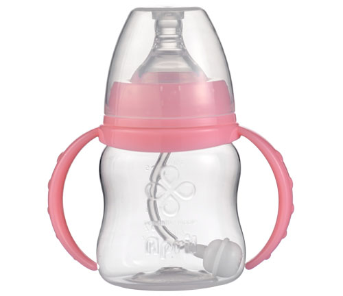 愛普麗寬口弧形PP奶瓶120ml粉色1
