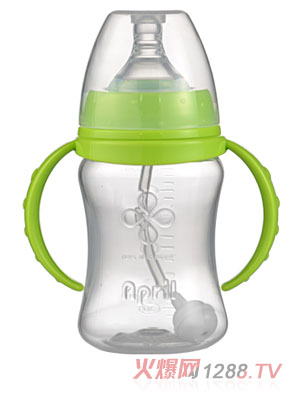 愛(ài)普麗寬口弧形PP奶瓶180ml綠色