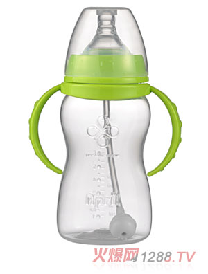 愛(ài)普麗寬口弧形PP奶瓶240ml綠色