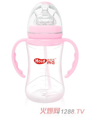 抱抱我寬口徑300ml花形帶柄自動PP奶瓶