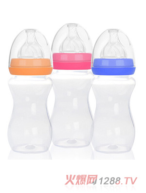 愛弗圖西280ML寬口徑PP奶瓶（橙色、玫紅、藍(lán)色）