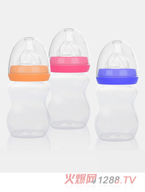 愛弗圖西200ML寬口徑PP奶瓶（橙色、玫紅、藍(lán)色）