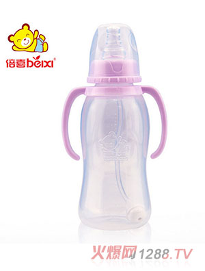 倍喜標(biāo)口弧形PP奶瓶300ML（紫色）