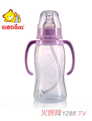 倍喜標(biāo)口直身PP奶瓶240ML（紫色）