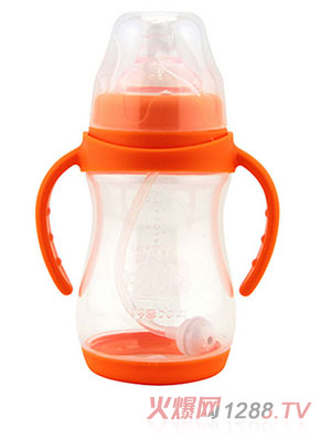 倍喜寬口弧形PP奶瓶240ml（橙色）
