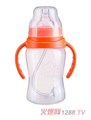 倍喜寬口弧形PP奶瓶270ml（橙色）