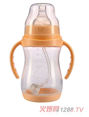 倍喜寬口弧形PP奶瓶240ml（杏色）