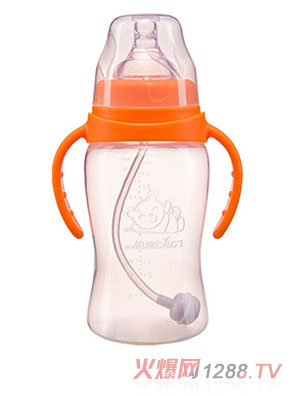 倍喜寬口弧形PP奶瓶330ml（橙色）
