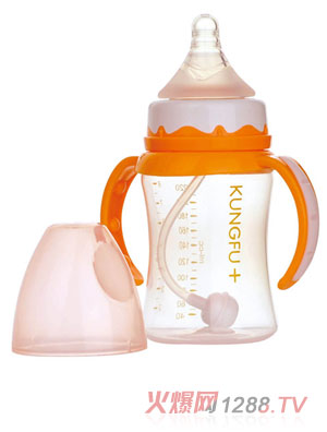 功夫?qū)氊怭P寬口自動(dòng)小奶瓶橙色