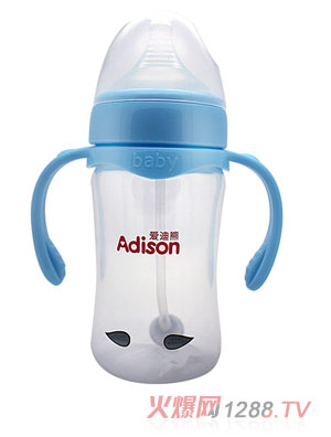愛迪熊180寬口徑有耳感溫自動(dòng)母乳實(shí)感仿生PP奶瓶