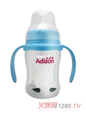 愛迪熊180ml寬口徑有耳感溫自動(dòng)PP奶瓶