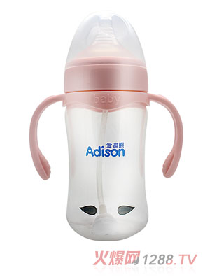 愛迪熊300寬口徑有耳感溫自動母乳實感仿生PP奶瓶