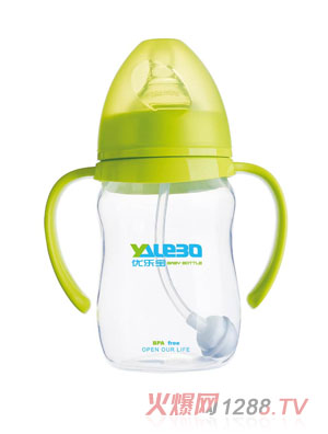 優(yōu)樂(lè)寶PP寬口徑有柄自動(dòng)奶瓶240ML(M)