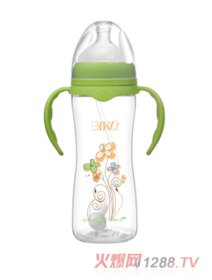 比酷熊嬰幼兒PP奶瓶300ML綠色