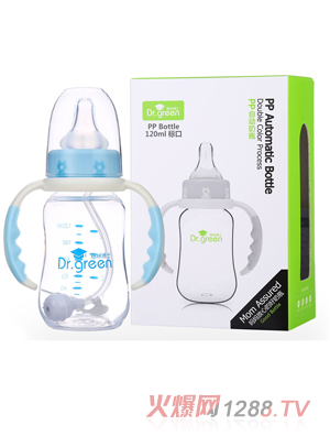格林博士標(biāo)口PP自動(dòng)奶瓶120ML藍(lán)色