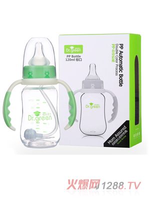 格林博士標(biāo)口PP自動(dòng)奶瓶120ML綠色