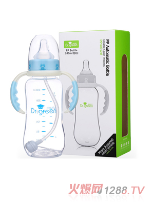 格林博士標(biāo)口PP自動奶瓶240ML藍(lán)色