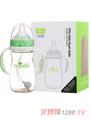 格林博士PPSU寬口奶瓶350ML綠色
