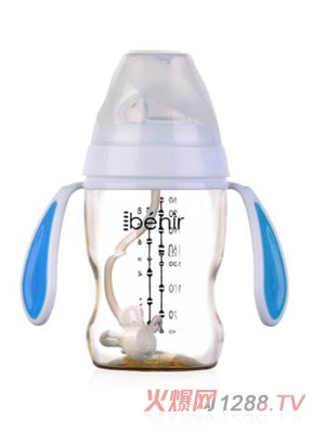 清素250ml寬口自動PPSU奶瓶配變流量奶嘴-藍(lán)色