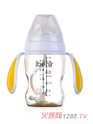 清素250ml寬口自動PPSU奶瓶配變流量奶嘴-黃色