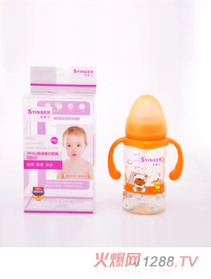 尚嬰兒PPSU自動寬口奶瓶300ML橙色