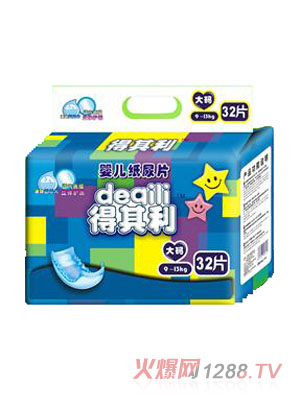 得其利32片L碼超薄藍(lán)芯片透氣紙尿片