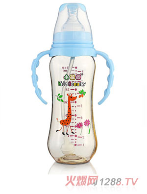 小孩國標口弧形自動PPSU安全奶瓶240ML藍色