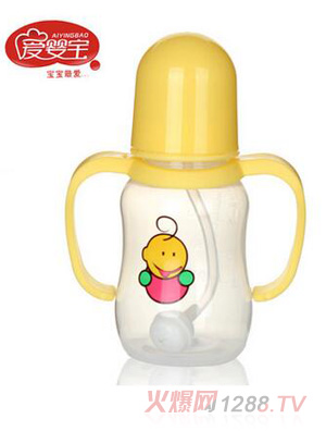 愛嬰寶標口徑帶柄自動吸管PP奶瓶150ml